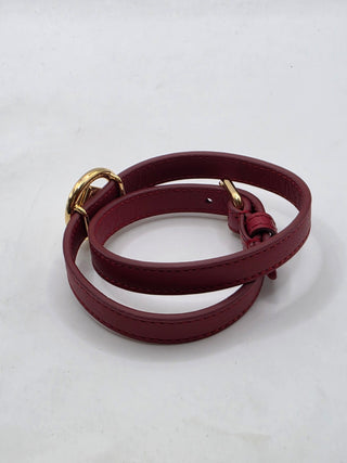 Fendi Red Leather F Is Fendi Double Wrap Bracelet