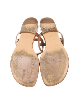 Hermès Olivia Brown Leather T-Strap Sandals 36 sz