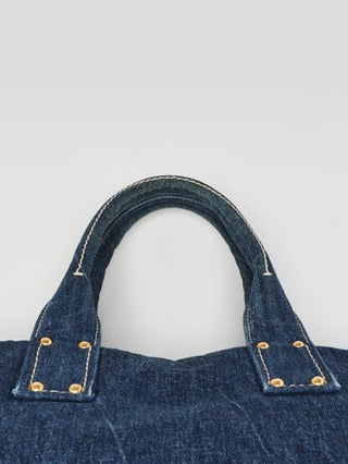 PRADA Blue Denim Logo Print Shopping Tote Bag