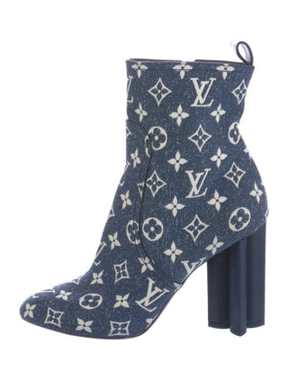 Louis Vuitton Blue LV Monogram Denim Boots 41 sz