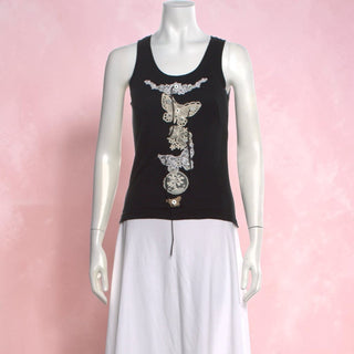 Louis Vuitton Black LV Charm 2007 Graphic Print Top M sz