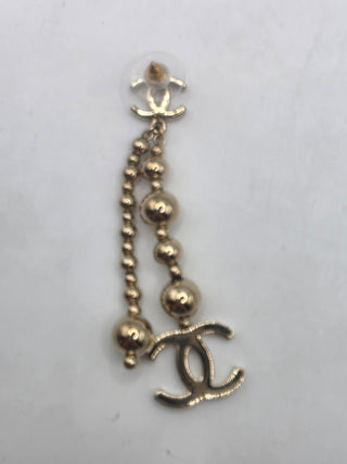 Chanel Gold-tone Interlocking CC Ball Drop Earrings