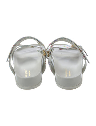 Louis Vuitton White Multicolore LV Monogram Leather Printed Sandals 40 sz