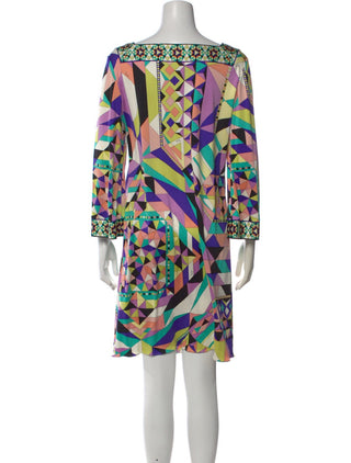 Emilio Pucci Purple Multicolor long-sleeved Silk Knee-Length XL sz