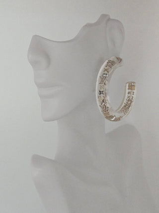 Louis Vuitton Clear Gold LV Charm Inclusion Hoop Earrings