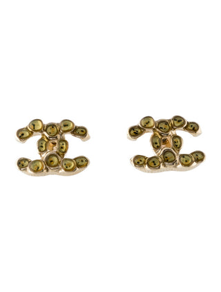 Chanel Gold-tone Interlocking CC logo stud earrings