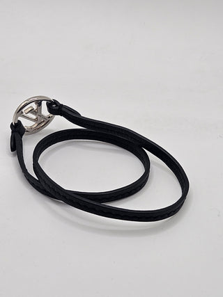 Louis Vuitton Black Leather LV Charm Double Wrap Bracelet