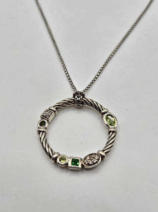 Gorgeous David Yurman Tourmaline, Peridot & Diamond Confetti Pendant Necklace