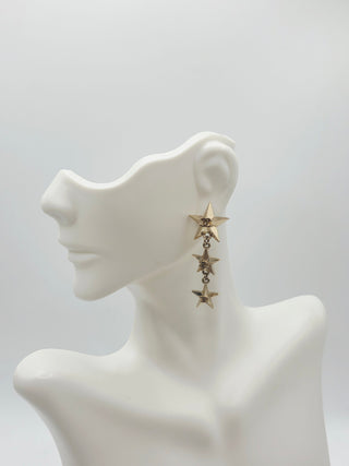 Chanel Gold-tone Interlocking CC Star Drop Earrings