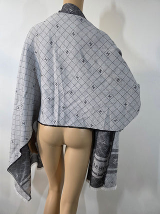 Chanel Grey 2024 Interlocking CC Logo Shawl