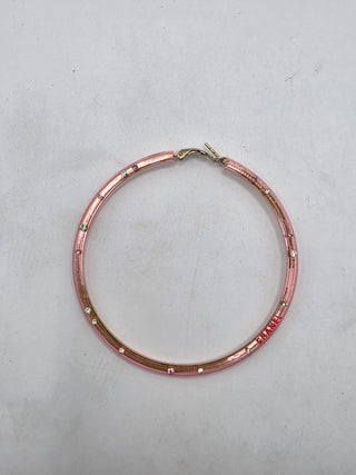 Chanel Pink Strass Resin CC Logo Hoop Earrings