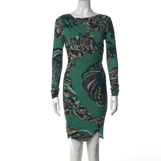 Emilio Pucci Green Multicolor Paisley Print Mini Dress 40 sz