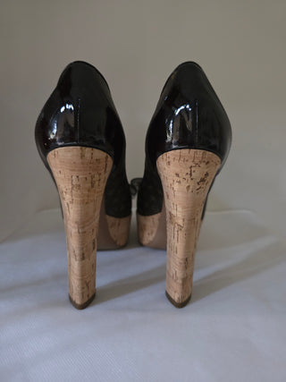 Louis Vuitton Brown LV Monogram Bow Accents Pumps 38 sz