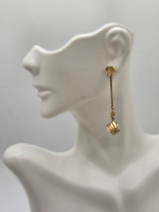 Christian Dior Gold-tone Crystal Star Dice Drop Earrings