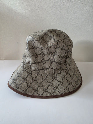 Gucci Beige brown GG Monogram bucket hat M sz