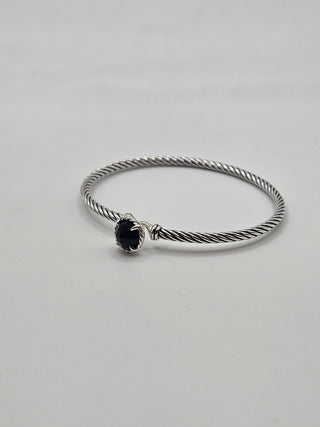 David Yurman Sterling Silver Onyx Châtelaine Bangle Hook Bracelet