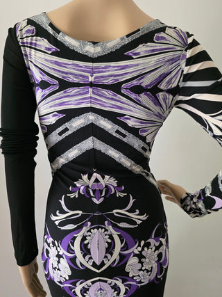 Emilio Pucci Black Multicolor Signature Print Sexy Summer Dress 42 sz