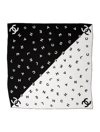 Chanel Black White Interlocking CC Silk 2021 Scar