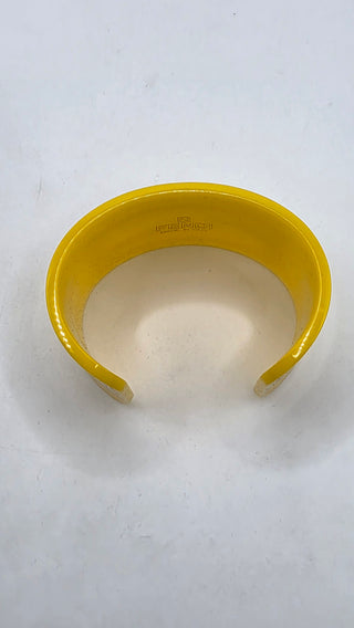Fendi Yellow White Resin FF Logo Cuff Bracelet