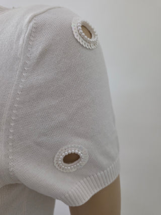 Chanel White Interlocking CC logo Shortsleeve Top US6, FR38