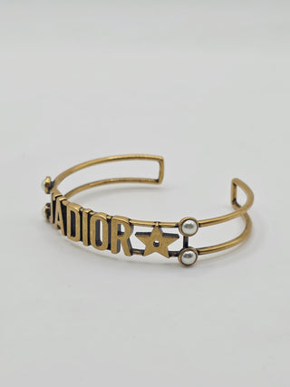 Christian Dior Gold-tone Faux Pearl J'Adior Cuff Bracelet