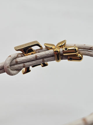 Louis Vuitton White leather Gold-plated LV Charm Bloom Bracelet