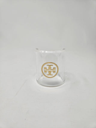 TORY BURCH Clear Resin Gold tone Miller Cuff Wide Bracelet