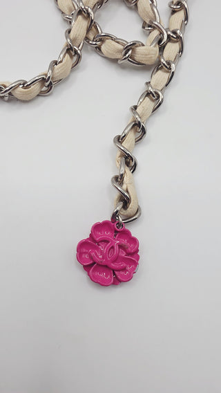 Chanel Gold-tone white leather 2004 Chain-Link Belt M sz