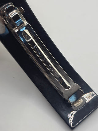 Chanel Black white Polka Dot Interlocking CC Hair Clip