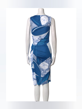Emilio Pucci Blue Multicolor Signature Print Summer Dress 6 sz