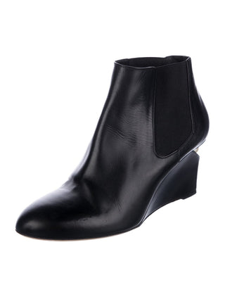 Chanel Interlocking CC Logo Black Leather Chelsea Boots 39 sz