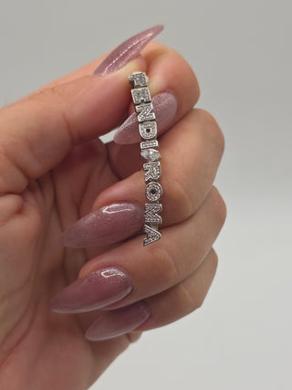 Fendi Silver-tone Logo Crystal Roma Drop Earrings