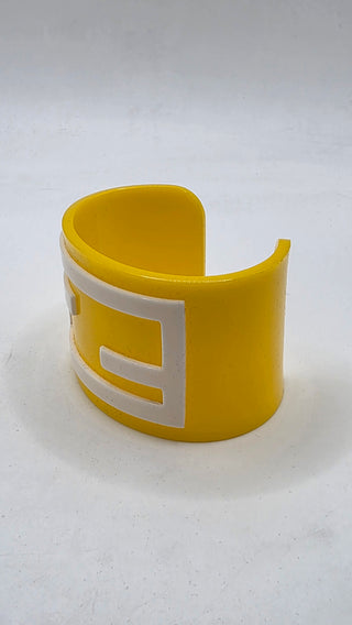 Fendi Yellow White Resin FF Logo Cuff Bracelet