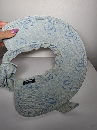Chanel Blue Interlocking CC Denim Visor