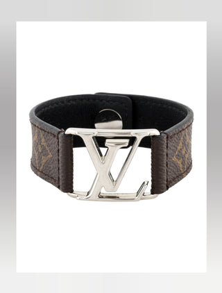 Louis Vuitton Brown leather LV Monogram Hockenheim Wrap Bracelet