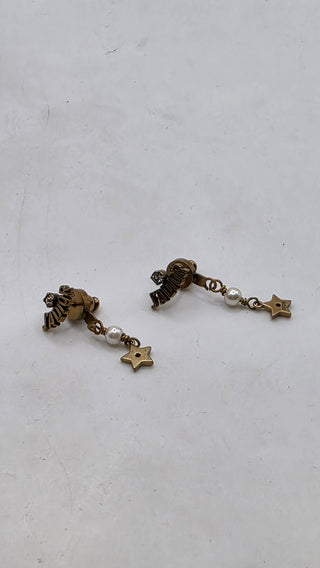 Christian Dior Gold-tone Faux Pearl Crystal J'Adior Drop Earrings