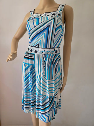 Emilio Pucci Blue Multicolor Printed Mini Summer Dress M sz