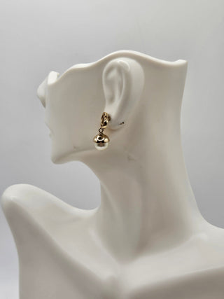 Christian Dior Gold-tone Faux Pearl CD Drop Earrings