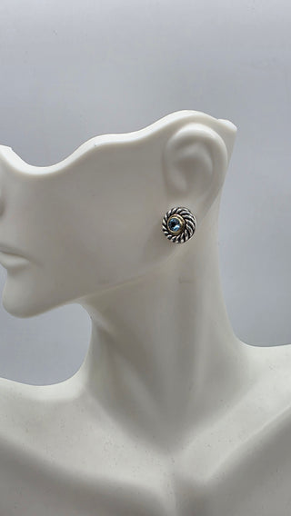 David Yurman Sterling Silver Topaz Cookie Stud Earrings