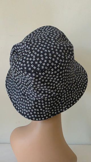 Chanel Black white Interlocking CC Nylon Bucket Hat S sz
