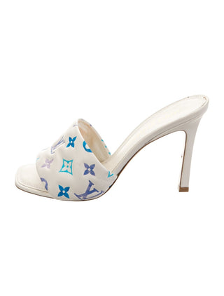 Louis Vuitton White Leather LV Monogram 2023 Revival Slides 40 sz