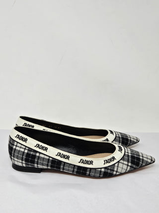 CHRISTIAN DIOR J'adior Canvas Ballet Flats 37 sz