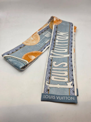 Louis Vuitton Blue LV logo Malles Merveilleuses Silk Bandeau