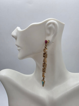 Chanel Gold-tone Faux Pearl & Enamel 'Coco Chanel' Drop Earrings