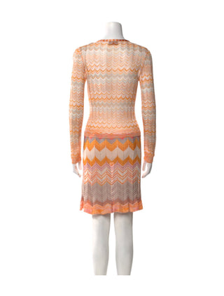 Missoni orange multicolor striped  long-sleeved dress IT 42