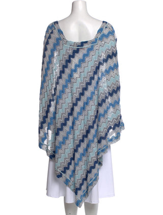 Missoni Mare Blue Multicolor Striped V-Neck Sweater Tunic M sz