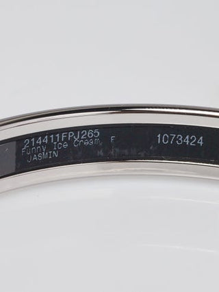Hermes Jasmin Enamel Printed Narrow Bangle Bracelet Size 65