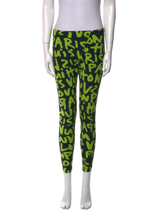 Louis Vuitton Black Green LV Monogram 2007 Skinny Leg Pants M US8 FR40