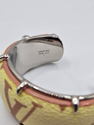 Louis Vuitton Silver-tone LV Monogram Wide Cuff Bracelet