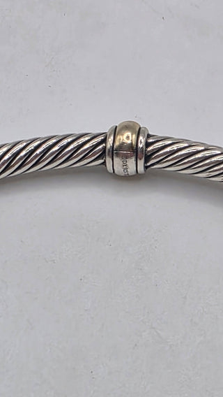 David Yurman Sterling Silver Classic Cable Gold Station Cuff Bracelet
